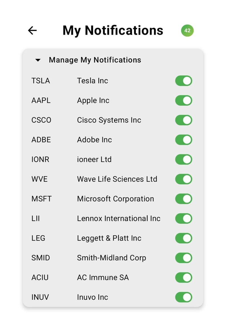 Website Notifications Screenshot